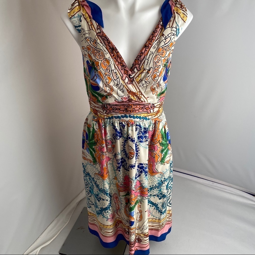 Anthropologie Collette Dinnigan multicolor sleeveless silk fit and flare dress